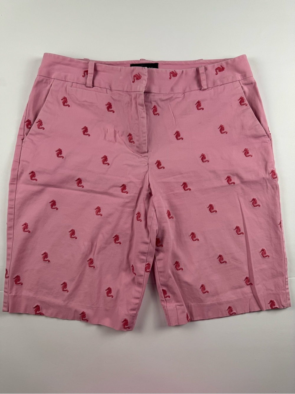 Talbots Pink Shorts with Red Seahorse Embroidery